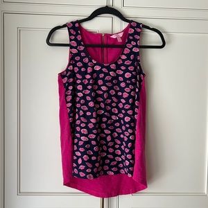 Lilly Pulitzer Kiss Me Scoop Neck Zip Back Drapey Tank Size S